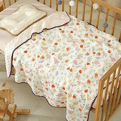 Muslin Mini Quilt Blanket – Dotted Double-Layer Comfort (110 × 100 cm) | Assorted Designs