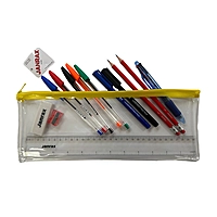 Stationery Filled Yellow Zip 13x5"" Pencil Case