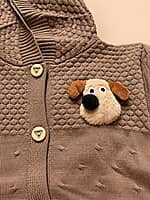 Knitted Hooded Cardigan- Toffee Brown | Full Sleeves