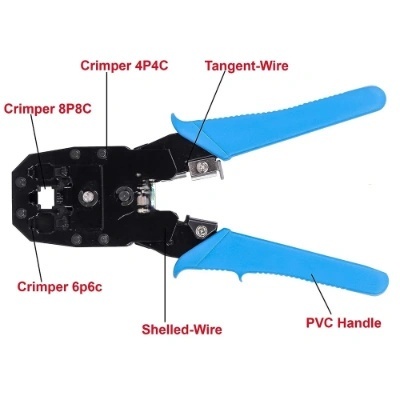 3 in 1 RJ-45 Network Crimper Plier, Multi-Function LAN Wire Modular Crimping Tool for RJ11 RJ12 RJ45 4P4C 4P2C 3 in 1 RJ-45 Network Crimper Plier, Multi-Function LAN Wire Modular Crimping Tool for RJ11 RJ12 RJ45 4P4C 4P2C