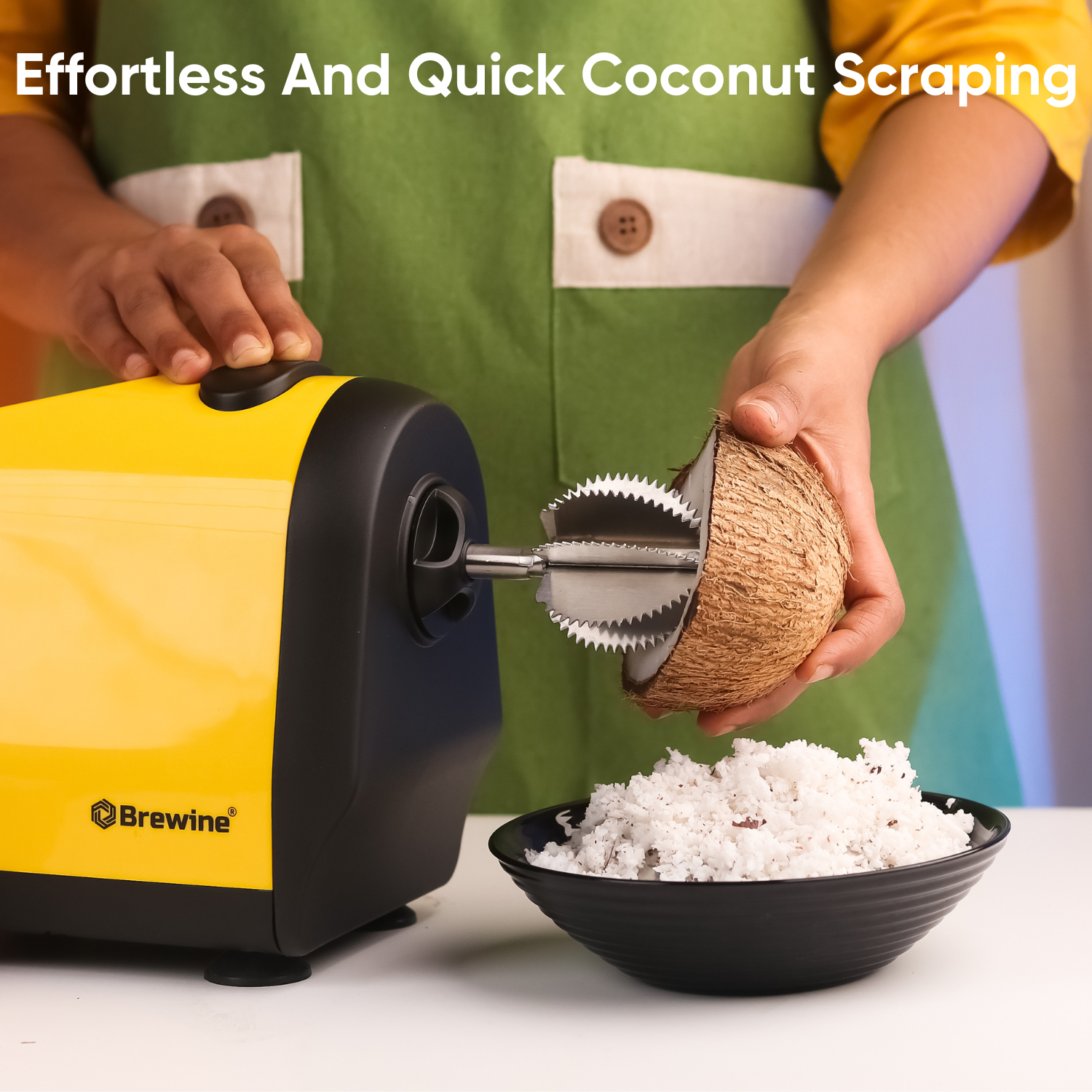 Brewine Coconut Scraper & Citrus Press 2-in-1 (Yellow)