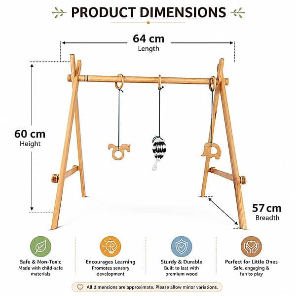 Wooden Baby Play Gym – First Reach Montessori Activity Gym