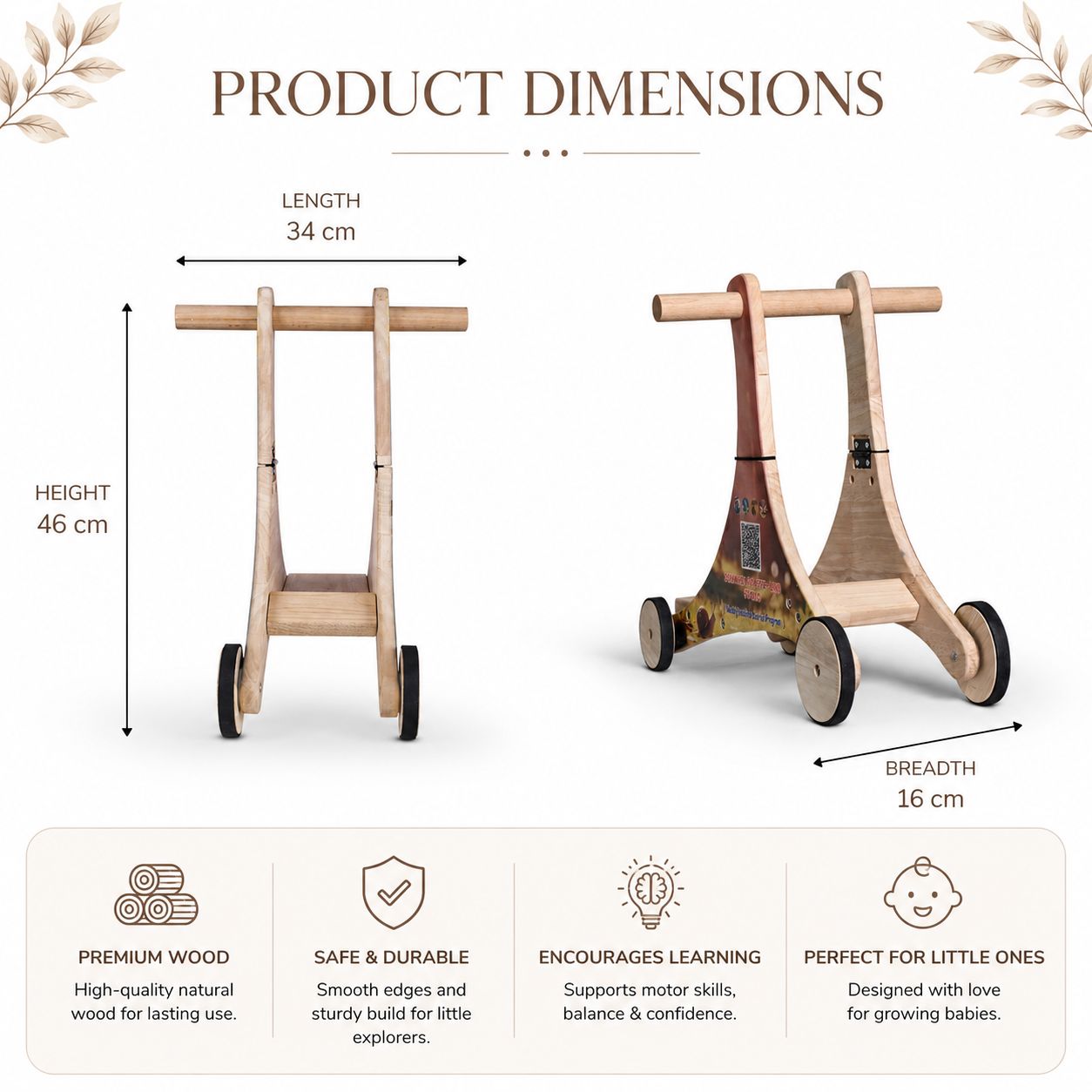 3-in-1 Wooden Baby Push Walker/ Balance Cycle / Push Scooter - Olima 3-in-1 Wooden Baby Push Walker/ Balance Cycle / Push Scooter - Olima
