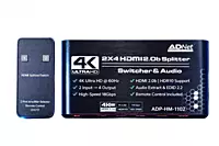 4K 60Hz 2 in 4 Out HDMI Matrix Splitter Switch with Audio Support