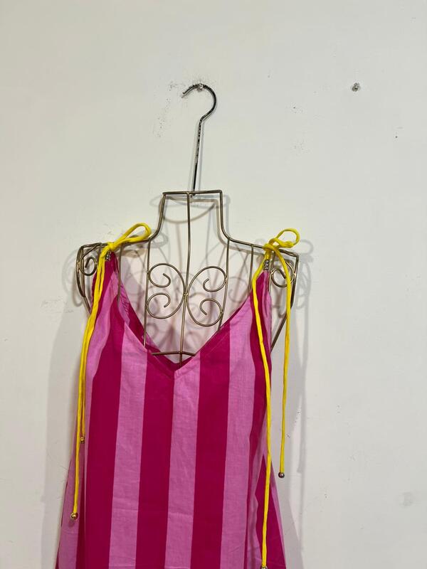 Anika's Free-Size Strappy Dress - Pink & Pink Stripes