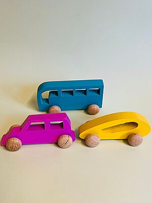 Wooden Vehicle Set - (Car, Bus, Jeep) Wooden Vehicle Set - (Car, Bus, Jeep)