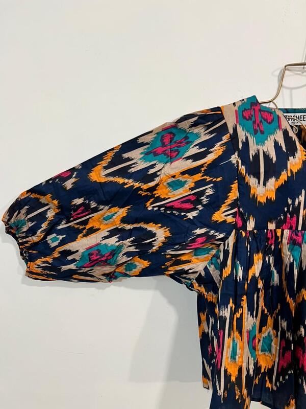 Dilruba's Balloon Sleeve Peplum Top - Blue & Ikkhat