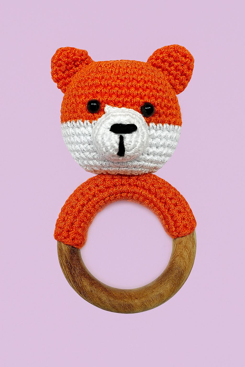 Rusty Bear Wooden Crochet Baby Rattle Rusty Bear Wooden Crochet Baby Rattle