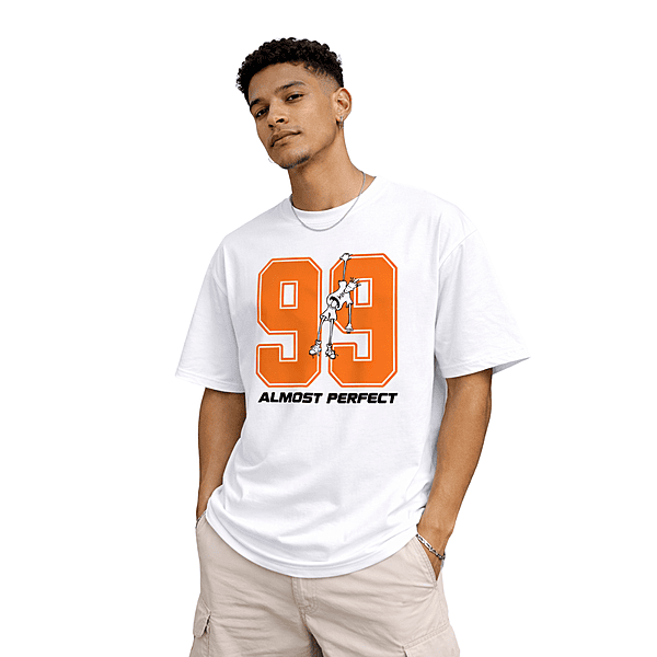 99 Almost Perfect White Cotton Regular Fit T-Shirt