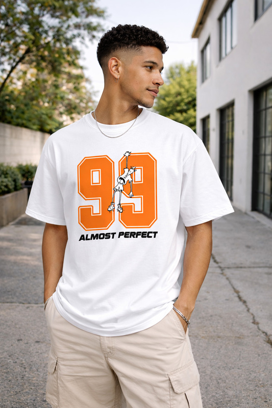 99 Almost Perfect White Cotton Regular Fit T-Shirt