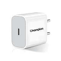 Champion Type C PD 25W Charger for All Plus/Pro/Pro Max Models (iPhone 15/iPhone 14/iPhone 13/iphone 12 & Others) with Built in protections & Compact Design (White) Champion Type C PD 25W Charger for All Plus/Pro/Pro Max Models (iPhone 15/iPhone 14/iPhone 13/iphone 12 & Others) with Built in protections & Compact Design (White)