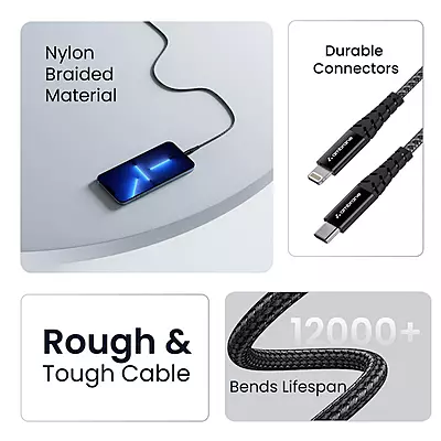 Cable Ambrane Braided Type-C to Lightning ABTL-125G
