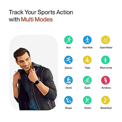 Ambrane Edge Smartwatch with 500 Nits Brightness (4.2cm) Full-Touch LucidDisplay™, Real-Time Health Monitoring, SpO2, Heart Rate, Stress Tracking, Multiple Sports Modes & 7-Day Battery (Raven Black)
