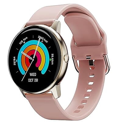 Ambrane Fitshot Curl Round Smart Watch (Blush Pink)