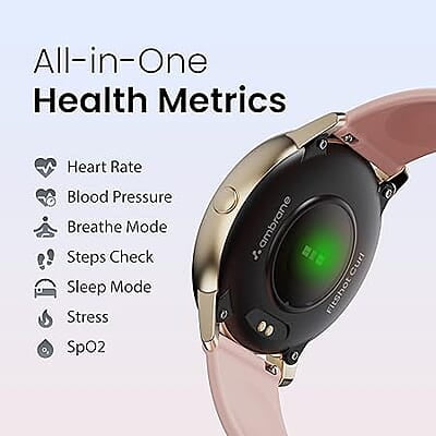 Ambrane Fitshot Curl Round Smart Watch (Blush Pink) Ambrane Fitshot Curl Round Smart Watch (Blush Pink)