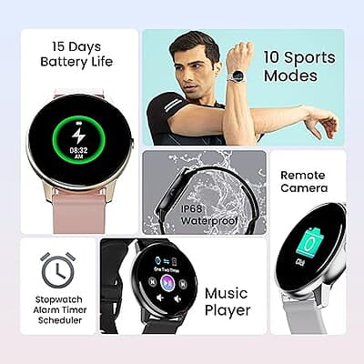 Ambrane Fitshot Curl Round Smart Watch (Blush Pink) Ambrane Fitshot Curl Round Smart Watch (Blush Pink)