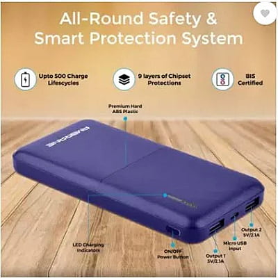 Ambrane PP-111 10000 mAh Power Bank (Blue)