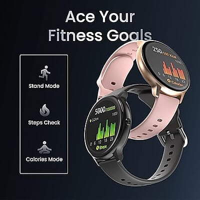 Ambrane Fitshot Sphere Round Smart Watch (Pearl Pink)