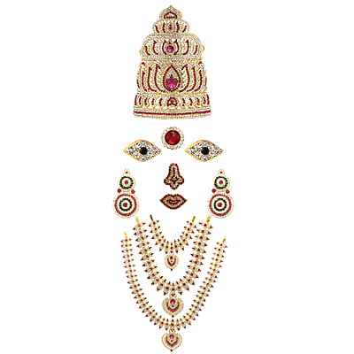 God Ornament Gold Plated Amman Face/Mugam,Crown/Kireedom and Attigai/Necklace