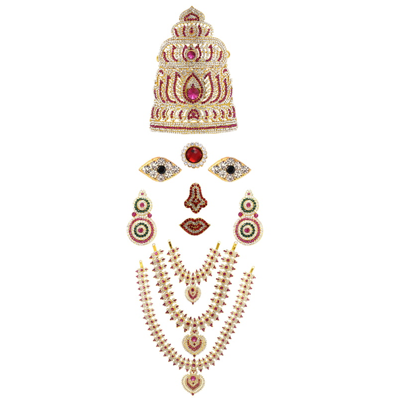 God Ornament Gold Plated Amman Face/Mugam,Crown/Kireedom and Attigai/Necklace