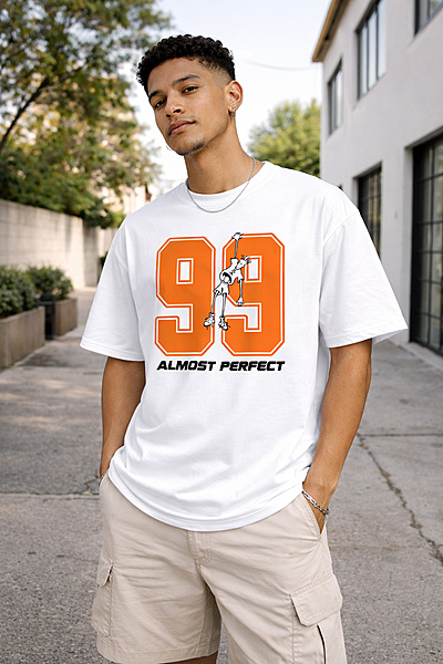 99 Almost Perfect White Cotton Regular Fit T-Shirt