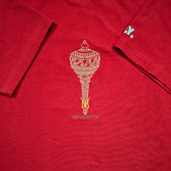 ANJANEYA - Hanuman Ji Embroidered T-Shirt | Regular Fit