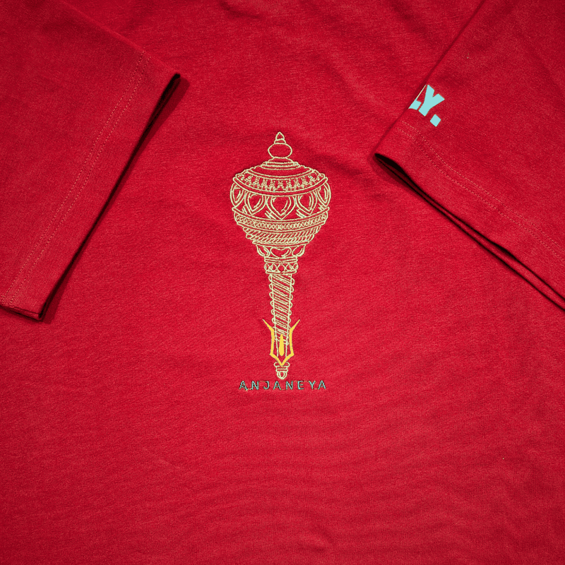 ANJANEYA - Hanuman Ji Embroidered T-Shirt | Regular Fit