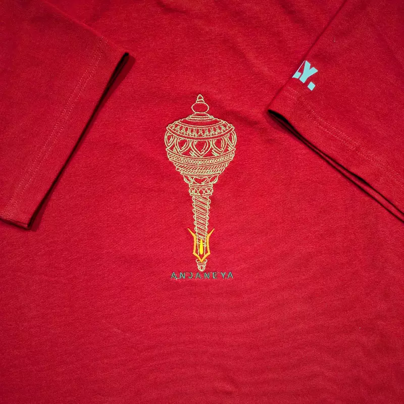ANJANEYA - Hanuman Ji Embroidered T-Shirt | Regular Fit