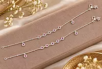 925 Silver Oxidised Crimson Halo Anklets