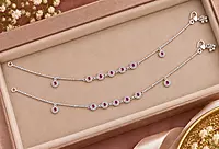 925 Silver Oxidised Crimson Halo Anklets