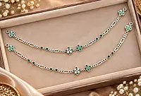 925 Silver Emerald Whisper Anklets
