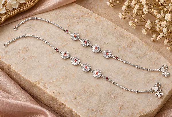925 Silver Vermilion Tessera Anklets