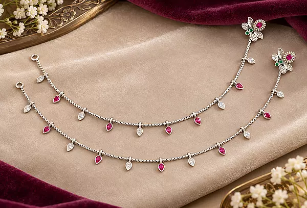 925 Silver Blossom Cascade Anklets