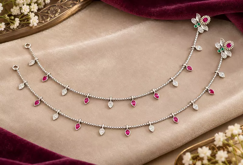 925 Silver Blossom Cascade Anklets