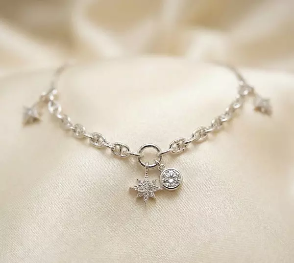 925 Silver Celestial Stardust Anklet Pair