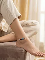 925 Silver Azure Guardian Talisman Anklet Pair