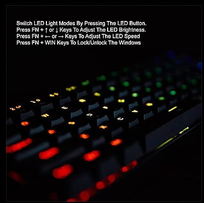 Ant Esports MK3400 V3 Pro Mechanical Gaming Keyboard, RGB 104 Keys Ultra-Slim LED Backlit USB Wired Keyboard with Blue Switch, Durable Keycaps/Anti-Ghosting/Spill-Resistant Mechanical Keyboard for PC