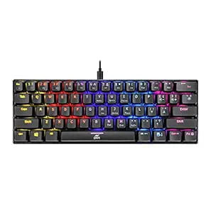 Ant Esports MK1200 Mini Wired Mechanical Gaming Keyboard with RGB Backlit Lighting and 60% Compact Form Factor - Red Switch