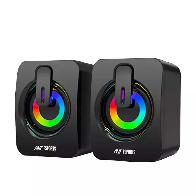 Ant Esports GS170 Gaming Speaker for PC, Stereo 2.0 USB Powered Desktop Speaker with 3.5 mm Aux-in, in-line Volume Control, RGB LED Lights Mini Multim