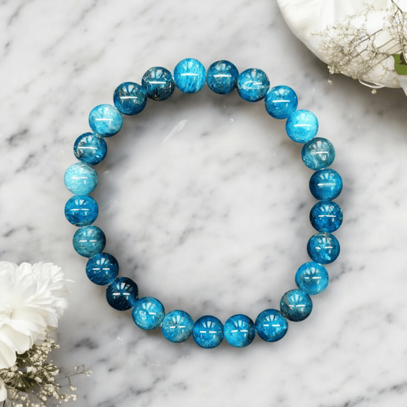 Blue Apatite Nature Crystal Bracelet Blue Apatite Nature Crystal Bracelet