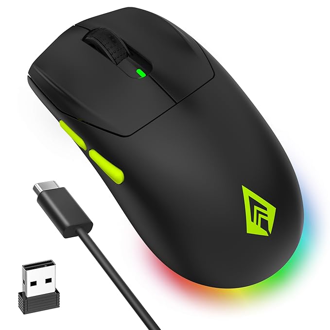 Archer Tech Lab Recurve 600 Wireless Gaming Mouse, Three Mode Connectivity (2.4G/Bluetooth/Wired), Adjustable 10000 DPI and 7 Buttons, 8 RGB Modes, Pi