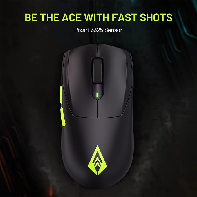 Archer Tech Lab Recurve 600 Wireless Gaming Mouse, Three Mode Connectivity (2.4G/Bluetooth/Wired), Adjustable 10000 DPI and 7 Buttons, 8 RGB Modes, Pi