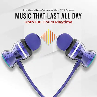 Aroma® NB119 Genius Bluetooth Wireless Headset Neckband with Long Lasting Playtime 60 Hrs, Smart Voice Assistant, Dual Pairing, Fast Charge, Sweat & Splash Proof, Best for Gaming, Running, Workout