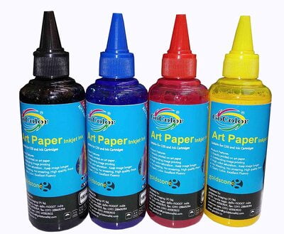 Art Paper Ink 100 ML X 4 Color Bottle for EPSON Printer (Printing UNCOATED Paper - Art & Chromo Paper Printing by Desktop Printer) Art Paper Ink 100 ML X 4 Color Bottle for EPSON Printer (Printing UNCOATED Paper - Art & Chromo Paper Printing by Desktop Printer)