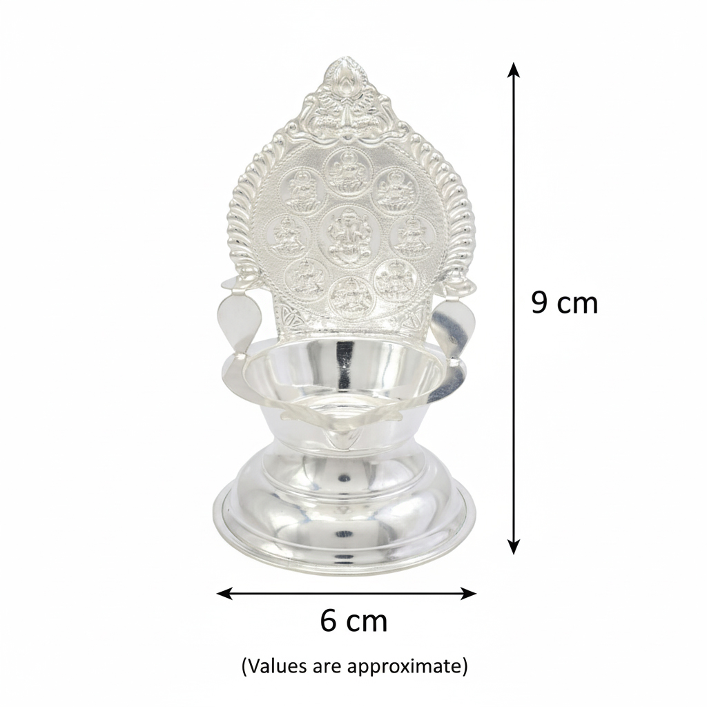 Silver Astalakshmi Diya (25 grams)