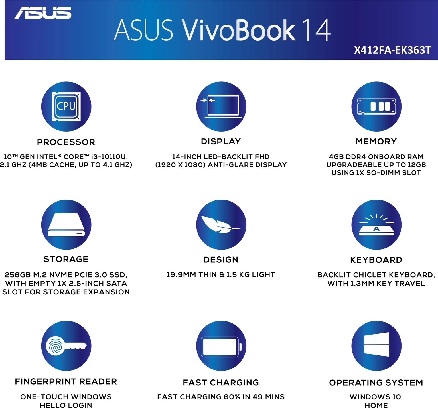 Open Box ASUS VivoBook 14 - 4 GB/256 GB SSD (X412FA-EK363T)