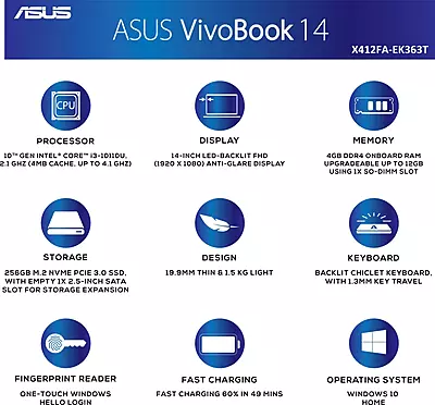 Open Box ASUS VivoBook 14 - 4 GB/256 GB SSD (X412FA-EK363T)