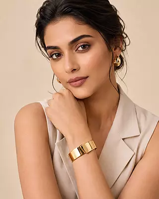 Valora Asymmetric Overlap Gold-Tone Cuff Bracelet
