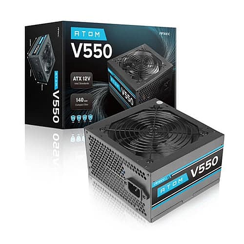 Antec Atom V550 V2 SMPS – 550W Power Supply  Non-Modular  Silent Fan