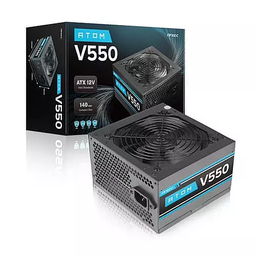 Antec Atom V550 V2 SMPS – 550W Power Supply Non-Modular Silent Fan